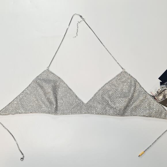 LAMARQUE Raeka Rhinestone Bralette in Silver Large - Picture 2 of 11